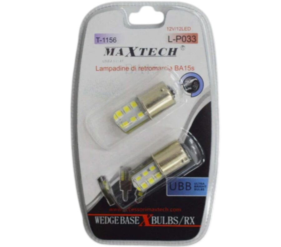 LAMPADINE DI RETROMARCIA BA15S 12V 12LED LAMPADINE ULTRA LUMINOSE MAXTECH L-P033