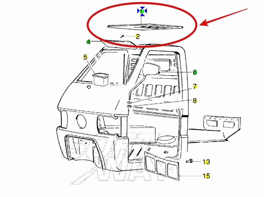 565929 - PANNELLO RIVESTIMENTO CIELO CABINA - IMPERIALE ORIGINALE PIAGGIO APE TM 1A SERIE - immagine 3