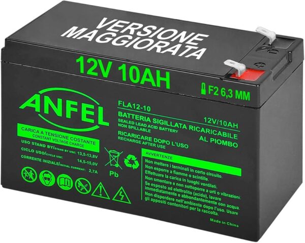 BATTERIA SINGOLA RICARICABILE AL PIOMBO 12V Volt 10Ah  A USO CICLICO DEEP CYCLE VRLA