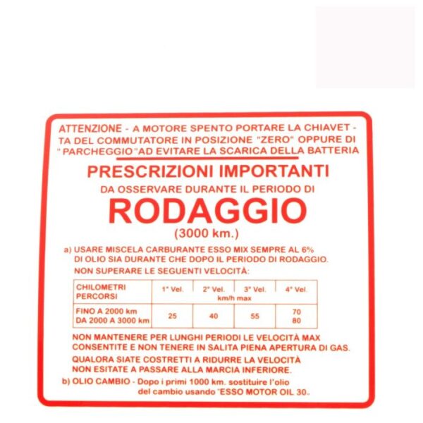 142721030 RMS ETICHETTA RODAGGIO ROSSA VESPA GS 150