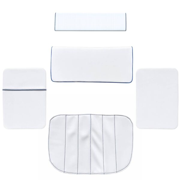 KIT TAPPEZZERIA IN PELLE BIANCO CON BORDINI AZZURRI PER INTERNO CABINA APE MP