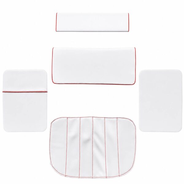KIT TAPPEZZERIA IN PELLE BIANCO CON BORDINI ROSSI PER INTERNO CABINA APE MP