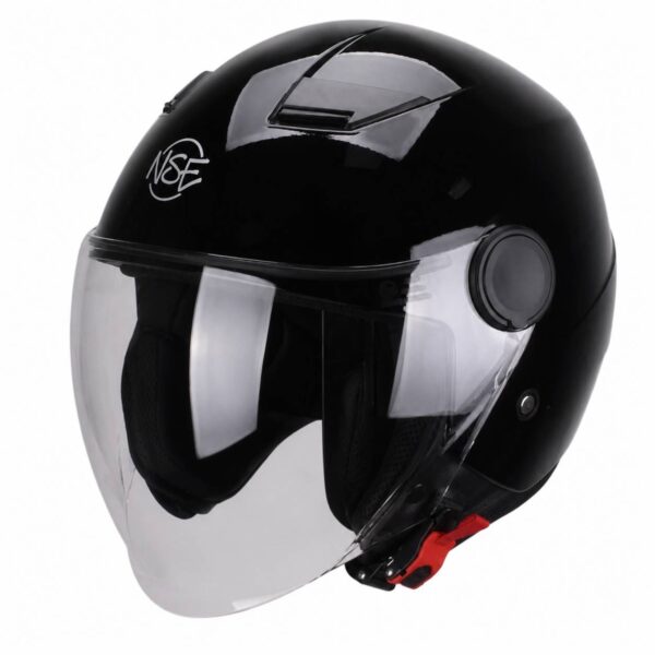 CASCO DEMI-JET VISIERA LUNGA NSE122 HELMETS NERO LUCIDO