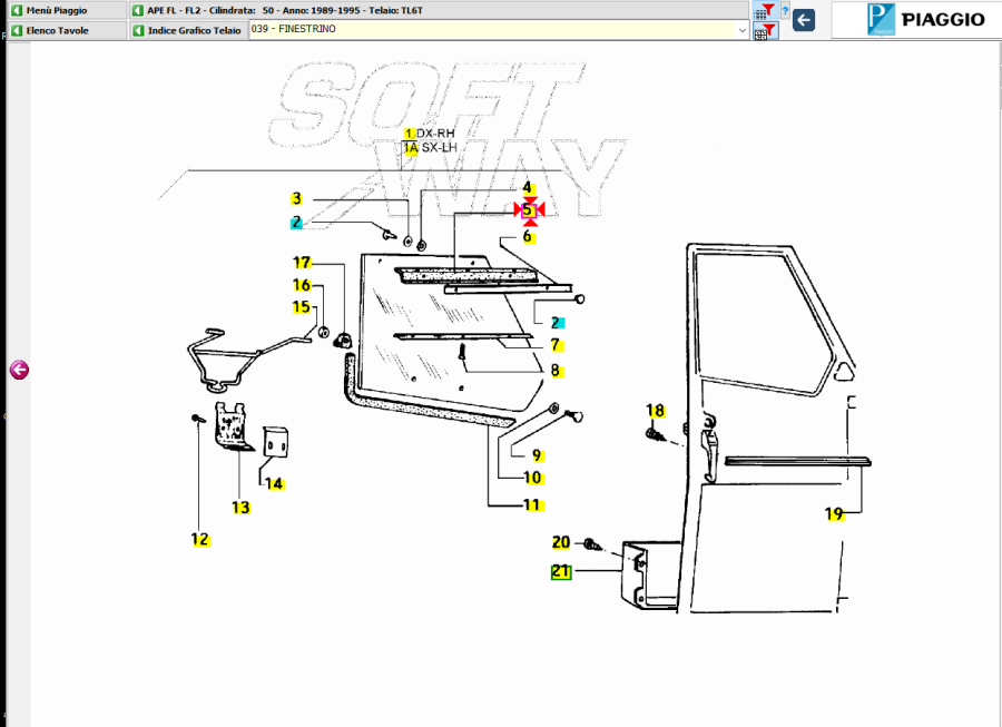 PLASTICA PROFILATO VETRO PORTA LATERALE PIAGGIO APE 50 P TL3T - immagine 4