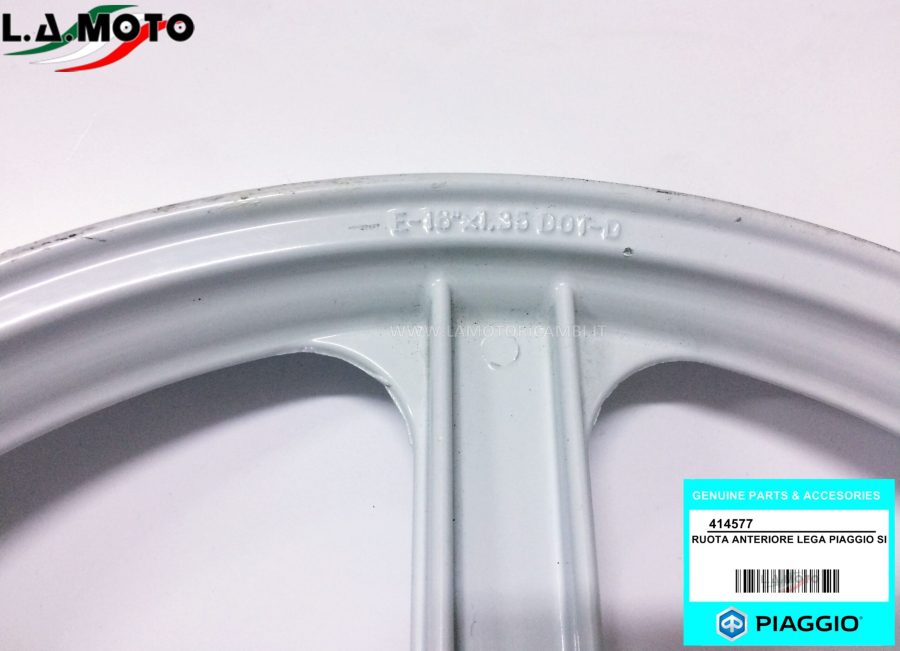 CERCHIO RUOTA ANTERIORE BIANCO IN LEGA PER PIAGGIO SI ORIGINALE PIAGGIO 414577 - immagine 4