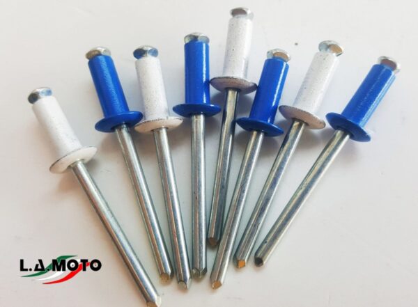 KIT 8 RIVETTI TESTA BIANCA E BLU