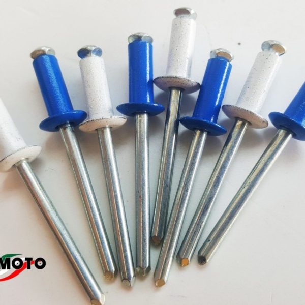 KIT  8 RIVETTI TESTA BIANCA E BLU