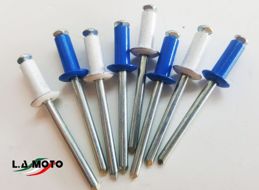KIT  8 RIVETTI TESTA BIANCA E BLU