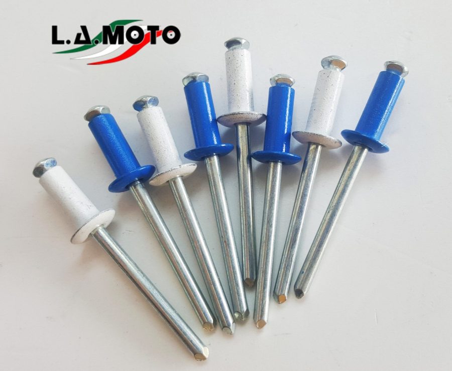 KIT  8 RIVETTI TESTA BIANCA E BLU - immagine 2