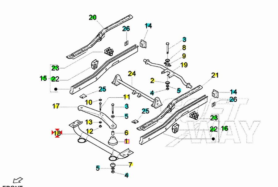 615654 - TRAVERSA ANTERIORE MOTORE ORIGINALE APE QUARGO - immagine 2
