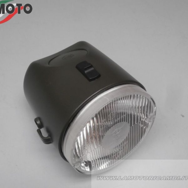 FARO ANTERIORE COMPLETO A 2 LUCI CON INTERRUTTORE AD 1 SCATTO E 2 POSIZIONI CARCASSA ABS GRIGIA PER PIAGGIO 50 SI
