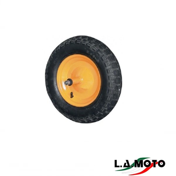 RUOTA PER CARRIOLA PNEUMATICO 3.50-8 ASSE 12CM
