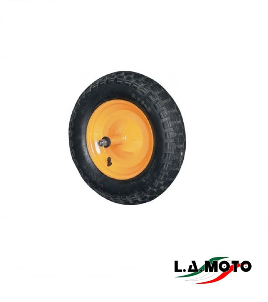 RUOTA PER CARRIOLA PNEUMATICO 3.50-8 ASSE 12CM