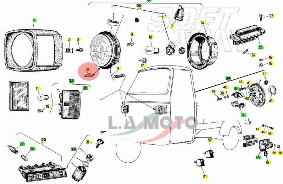 MOLLETTA FANALE ANTERIORE ORIGINALE PIAGGIO APE MP  p501 p601 CLASSIC 119735 - immagine 3